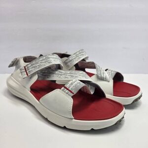 Timberland Men's White Red Outdoor Sport Sandals Hook Loop Straps